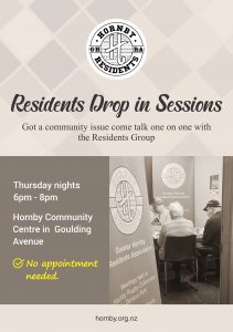 Residents Drop in Sessions - talk to the Greater Hornby Residents Assocition @ Hornby Community Centre