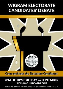 Wigram Electorate Candidates Debate @ Hornby Club