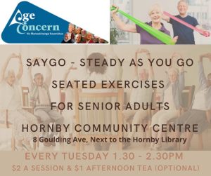 Seated Exercises for Seniors at the Hornby Community Centre (ACC Exercises) @ Hornby Community Centre | Christchurch | Canterbury | New Zealand